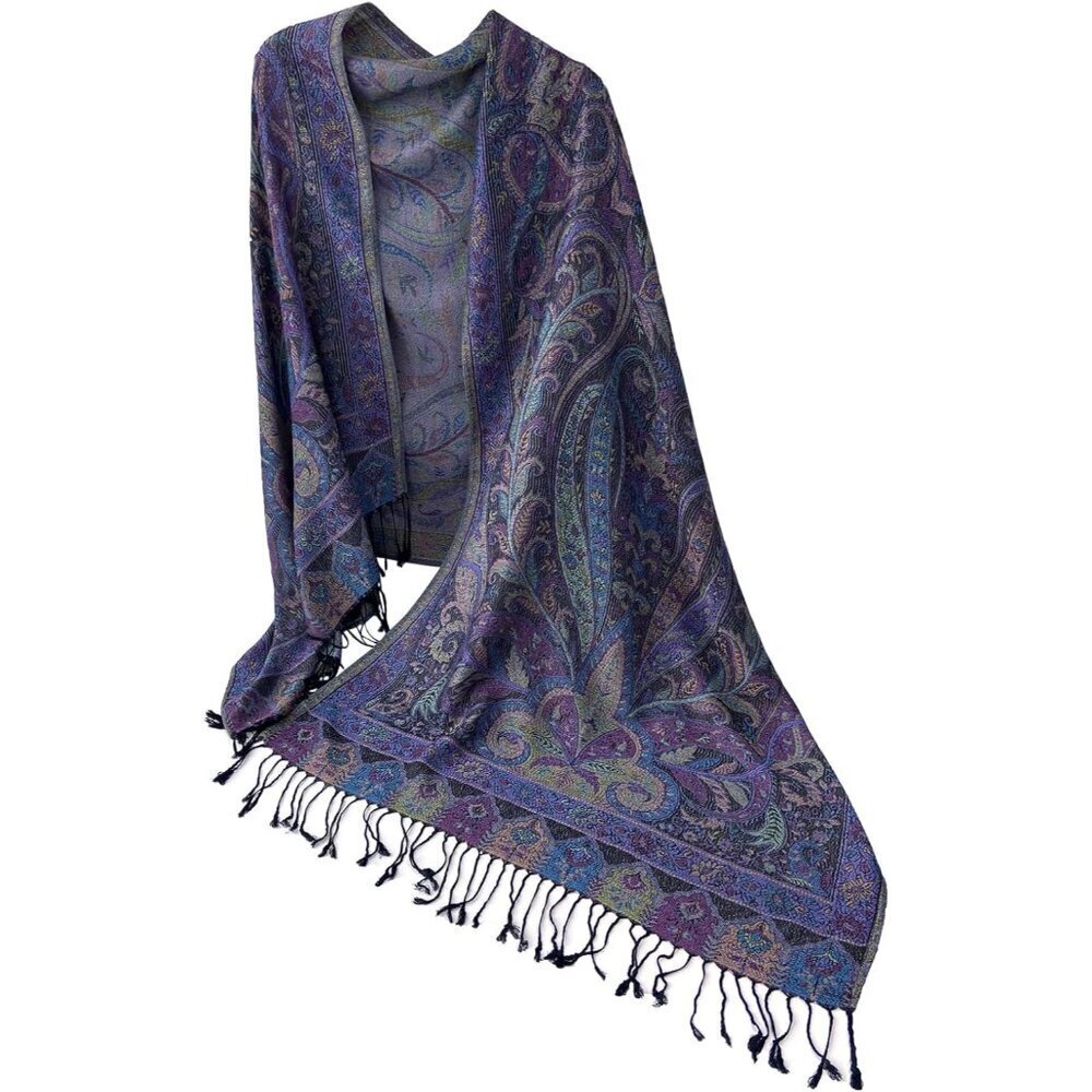 Paisley Jacquard Pashmina Wrap Shawl for Women All-Season Versatile Wrap